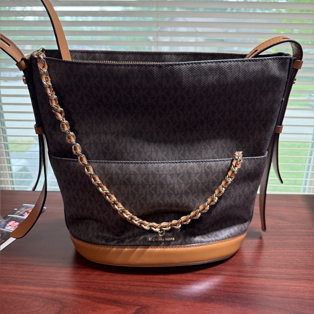 Michael Kors Dark Brown and Tan Women's Bag